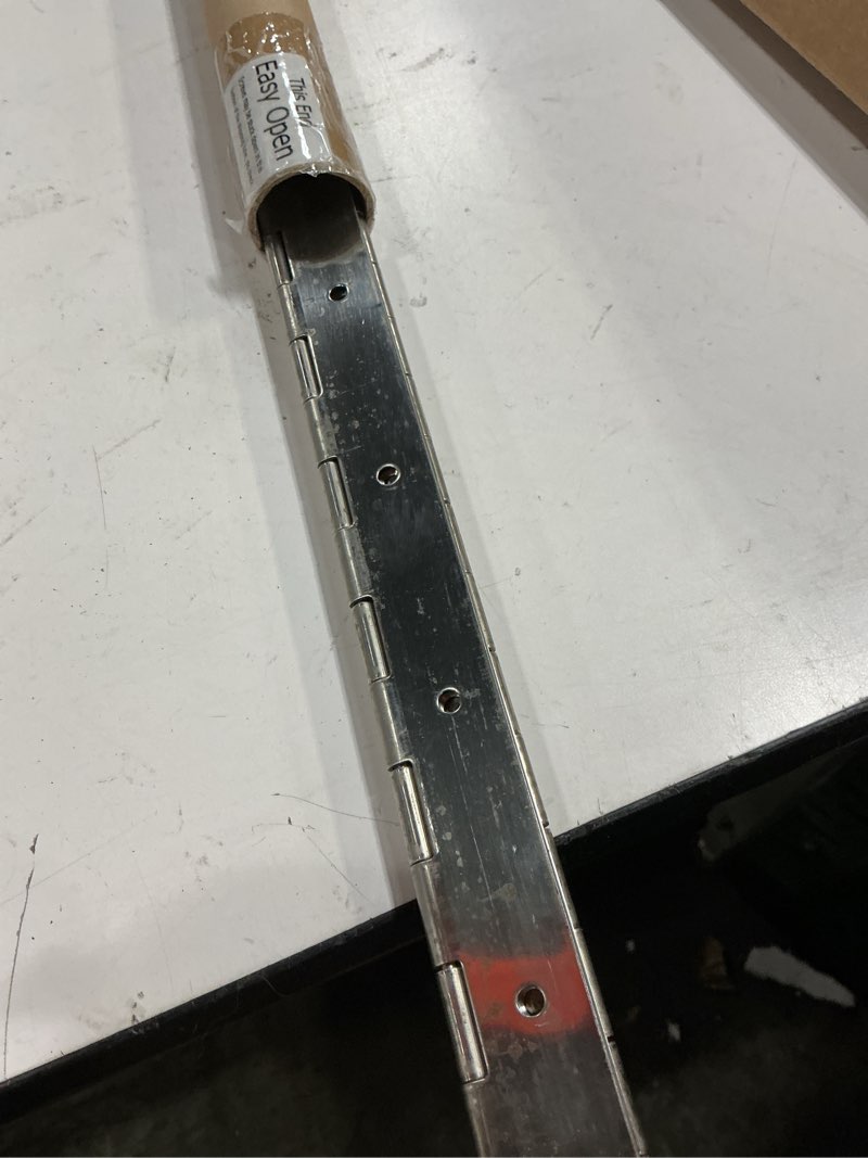 Condition photo showing Good Condition for 2 Pack Heavy Duty Piano Hinge 48 Inch x 2 Inch Width, 0.047'' Thick Stainless Steel Continuous & Piano Hinge for Cabinet, Door, Toolbox, Wooden Box, Metal Plate, Furniture, Industrial Project 48 Inch (2PCS)