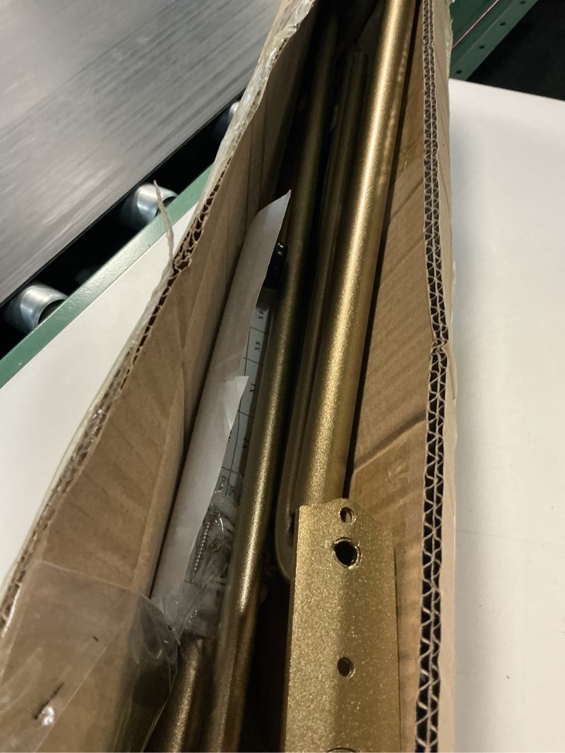 Condition photo showing Good Condition for double curtain rods 28-48 inch, antique gold double curtain rods, wrap around double window rods room darkening, 1-inch diameter front and 5/8 inch back double drapery rod antique gold 28-48"