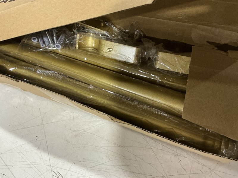 Condition photo showing Good Condition for gold curtain rods 160 inch, extra long curtain rod for windows 120-160 inch, 1 inch heavy duty drapery rod for outdoor patio, living room, bedroom, modern adjustable curtain pole 10-13ft gold 120 to 160 inch