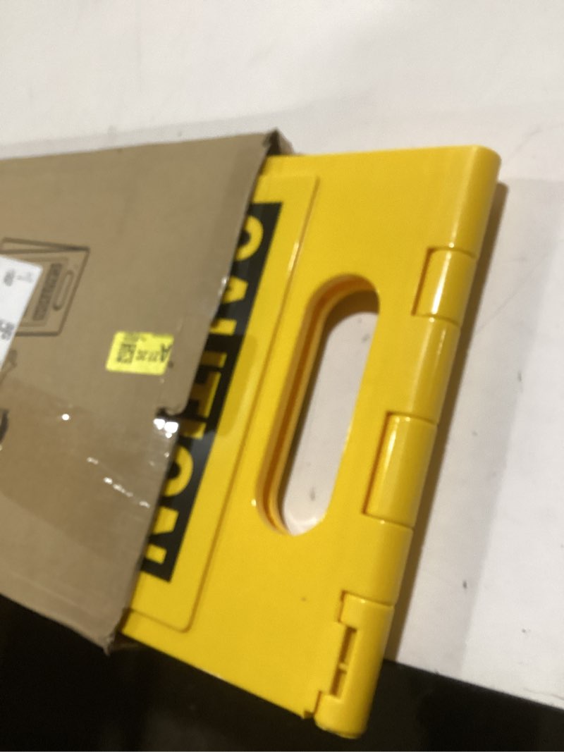 Condition photo showing As Is for SmartSign "Caution - Ice, Watch Your Step!" Folding Floor Sign | 25" x 12" Plastic 25" x 12" FloorBoss Kit