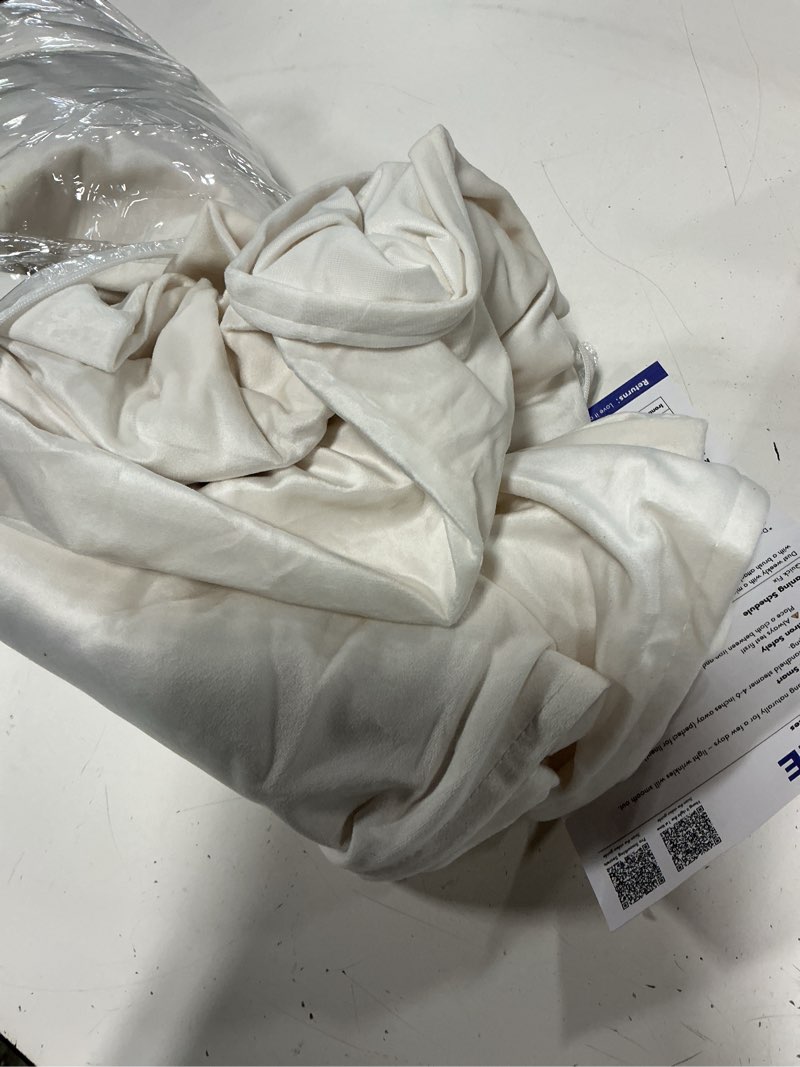 Condition photo showing Good Condition for miulee velvet curtains 50w x 94l 2 panels ivory blackout curtains | luxury velvet fabric, pinch pleat design, back tab hooks, thermal insulated, blackout light blocking, for living room bedroom