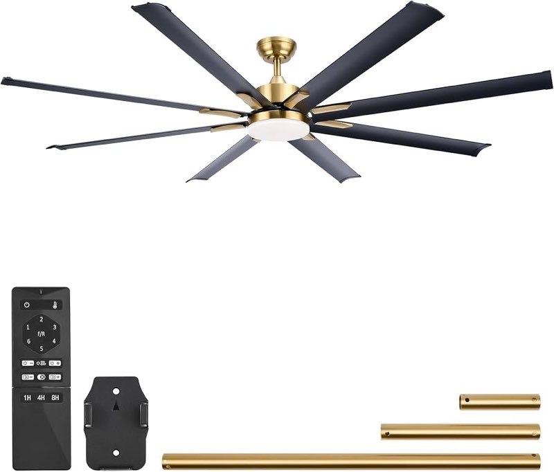VONLUCE Ceiling Fans.. Outdoor, Black Gold  CFN-1312-GB-HASFBA-1