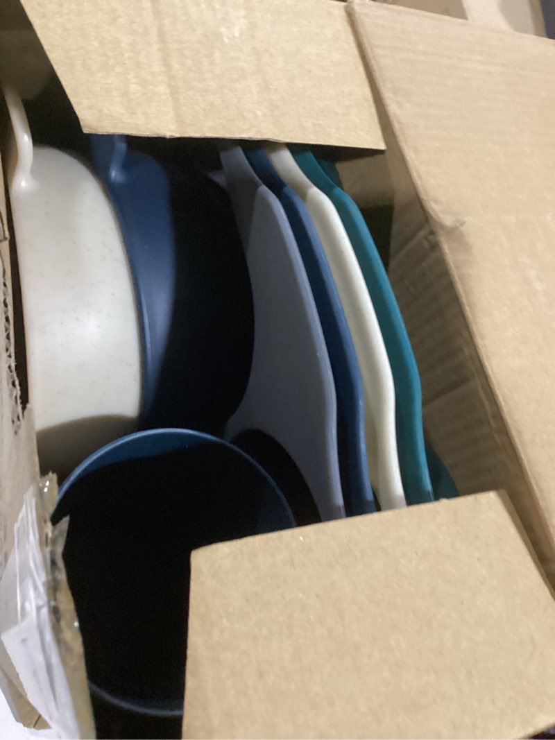 Condition photo showing Good Condition for 24 pcs wheat straw dinnerware cutlery set for adult including divided plates microwave dishwasher safe bowl unbreakable tableware straw cutlery spoon knife fork(dark color)