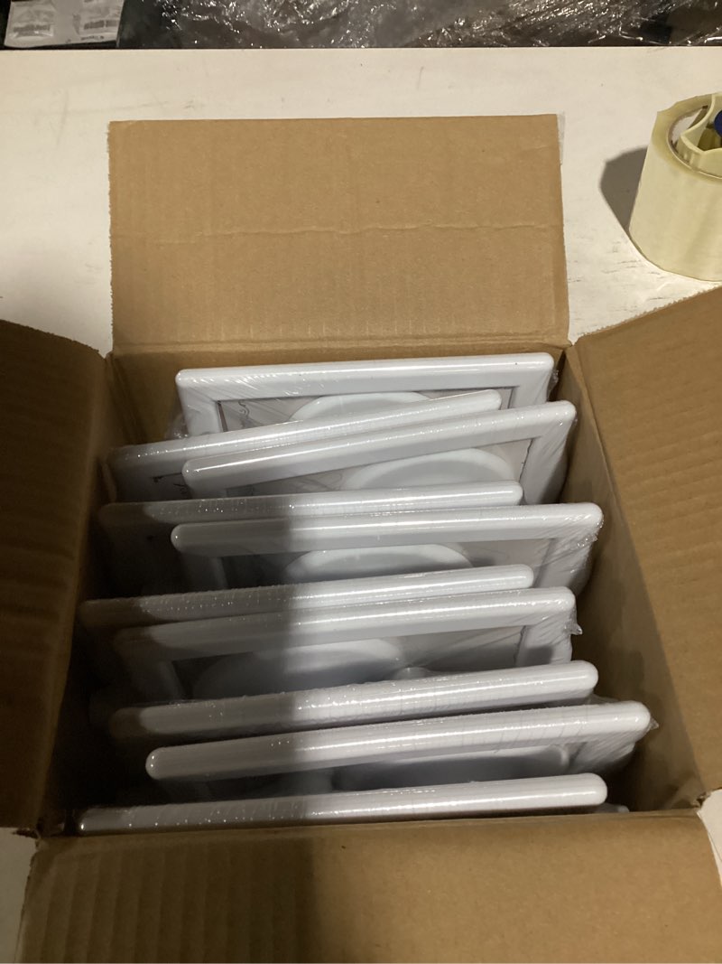 Condition photo showing New/Like New for Lawei 10 PCS Double Sided Standing Picture Frames 4x6 Inch, Plastic Pedestal Photo Frame Bulk, White Vertical Picture Holder with Inserts & Base, Display Picture Frames for Wedding, Table