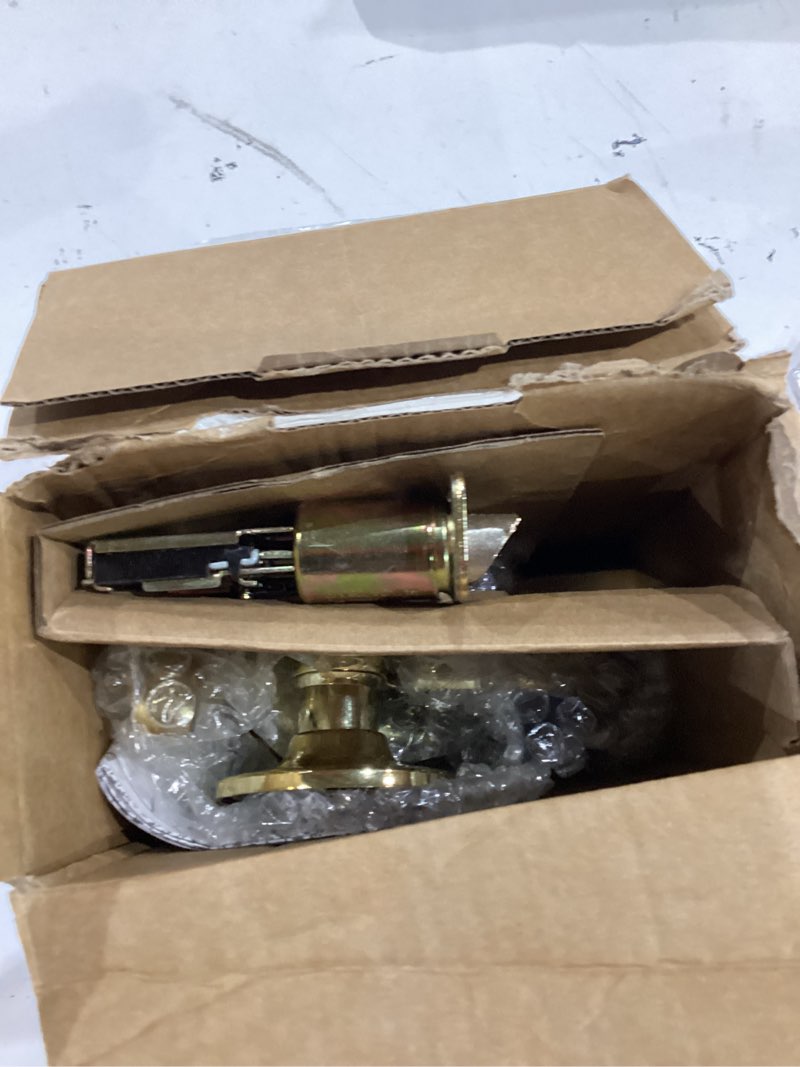 Condition photo showing As Is for design house 783035 scroll passage hall and closet door lever polished brass