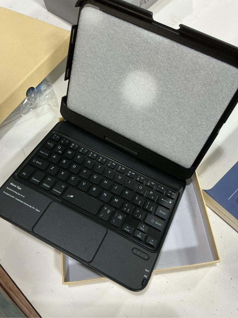 Condition photo showing New/Like New for fuwang keyboard case for ipad mini 7 a17 pro (2024) & ipad mini 6th generation (2021) 8.3-inch, 360° swivel, multi-touch trackpad, 7-color backlit, keyboard cover with pencil holder, black