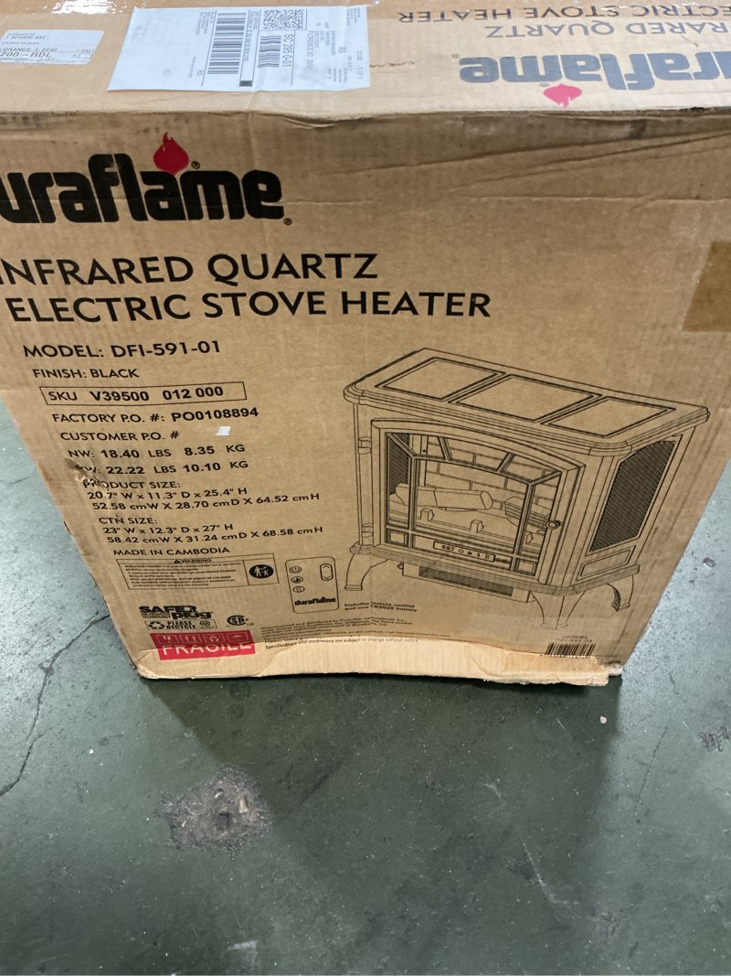 Condition photo showing As Is for duraflame infrared quartz electiric stove heater - dfi-591-01 - black