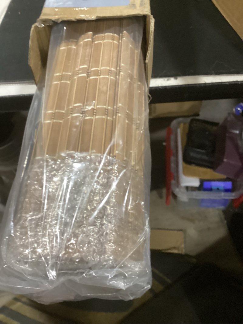 Condition photo showing Good Condition for lazblinds no tools no drill cordless bamboo roman shades, light filtering window treatment, roll up bamboo blinds for windows 22'' w x 72'' h, brown light filtering-brown206 22" w × 72" h