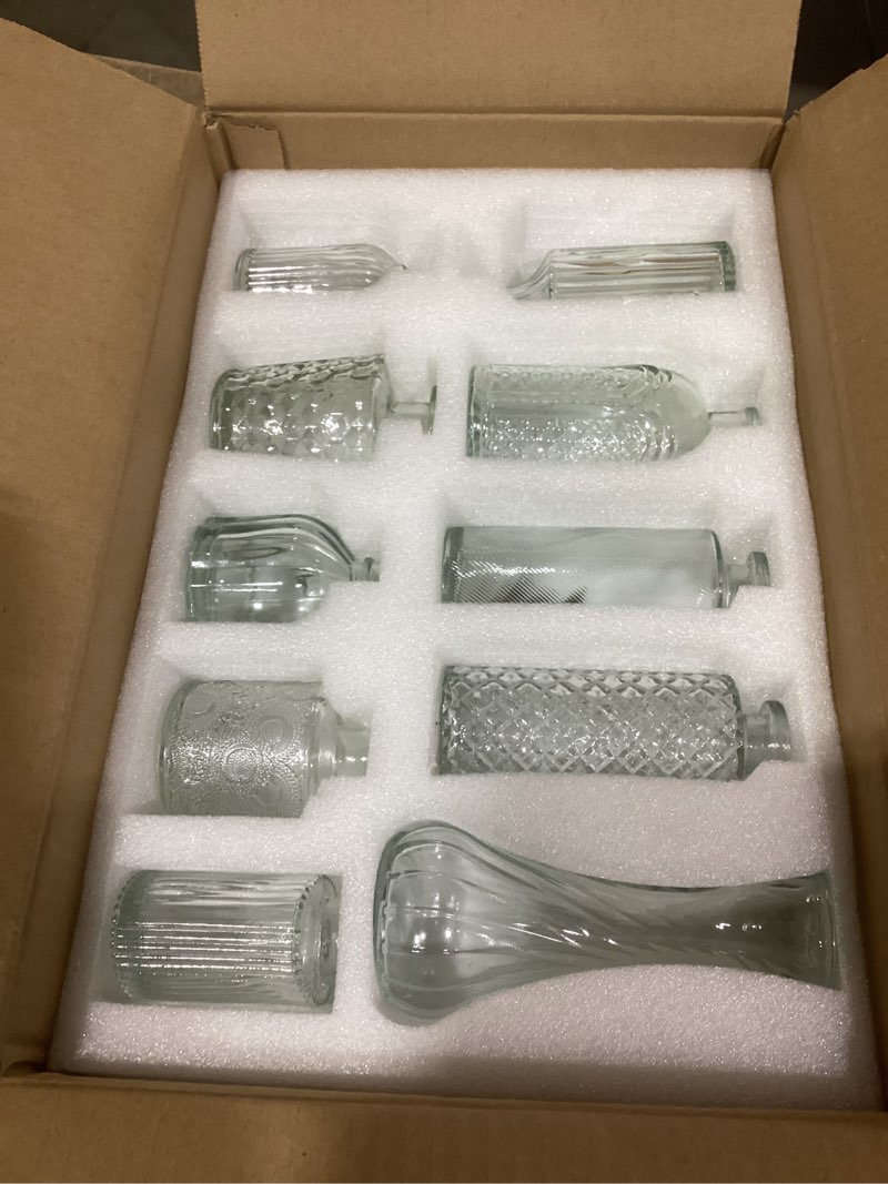 Condition photo showing New/Like New for arme 20 pcs bud vase set, mini vases for flowers, small vintage glass vase for centerpieces, cute clear bud vases for home flower wedding decorations clear-20pcs 20 pcs