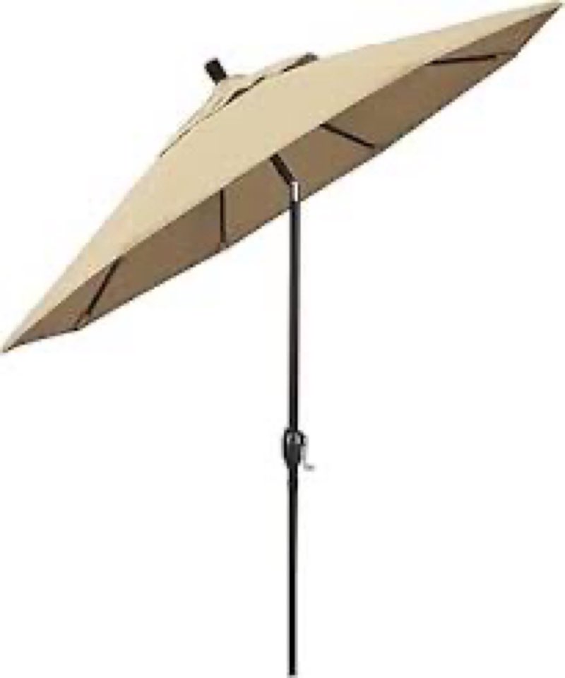 California Umbrella 9' Premium Commercial Hardwood Patio Umbrella, Manual Lift With Sunbrella Navy Fabric