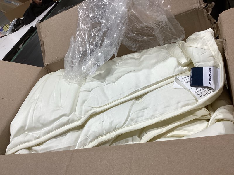 Condition photo showing Good Condition for 100% viscose derived from bamboo,full/queen quilt set,3-piece comforter set dreamer cross stitch cooling rayon bedding duvet insert with corner loops, ivory cream ivory/cream full/queen