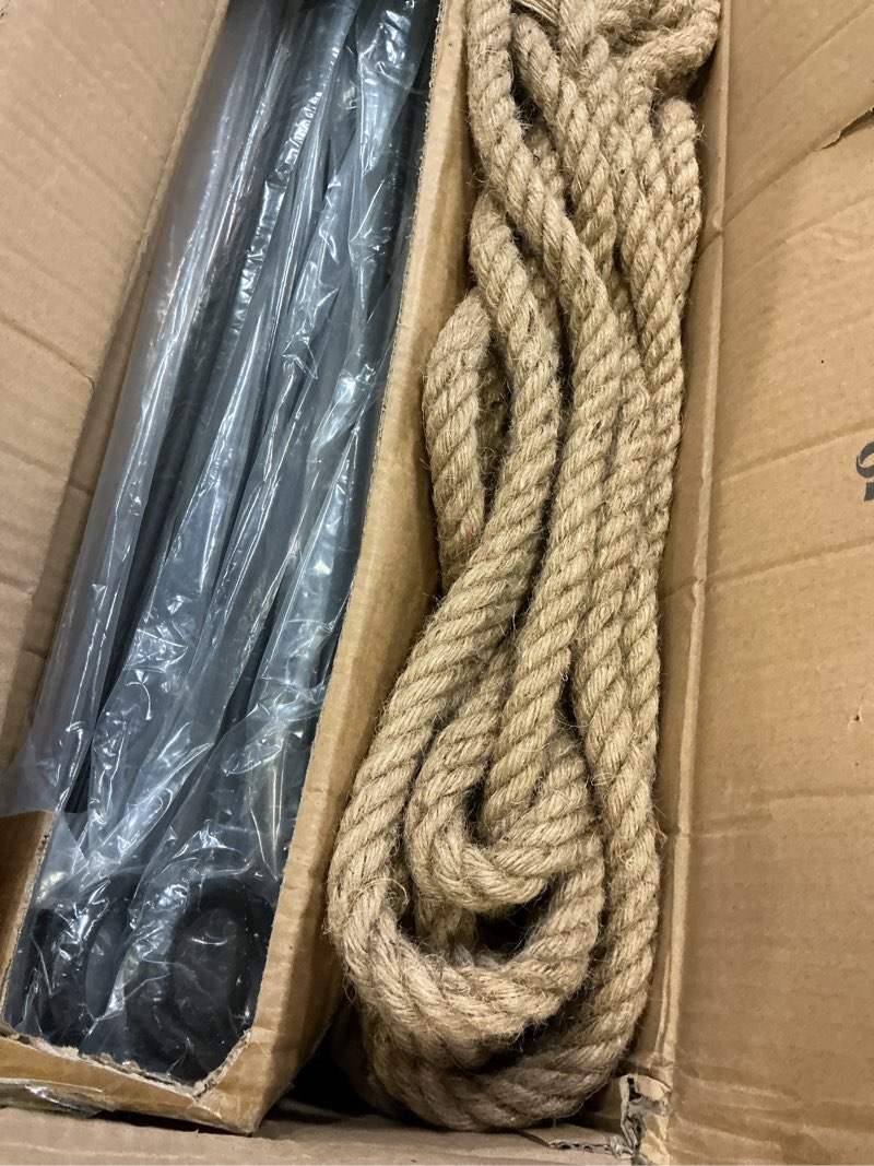 Condition photo showing Good Condition for 1 pcs 42 inches/3.5 ft double rope poles/stakes with twisted manila rope for creating a border around flower beds, fence, trees, garden, walkways, fountains 2 coal black 2.5 m