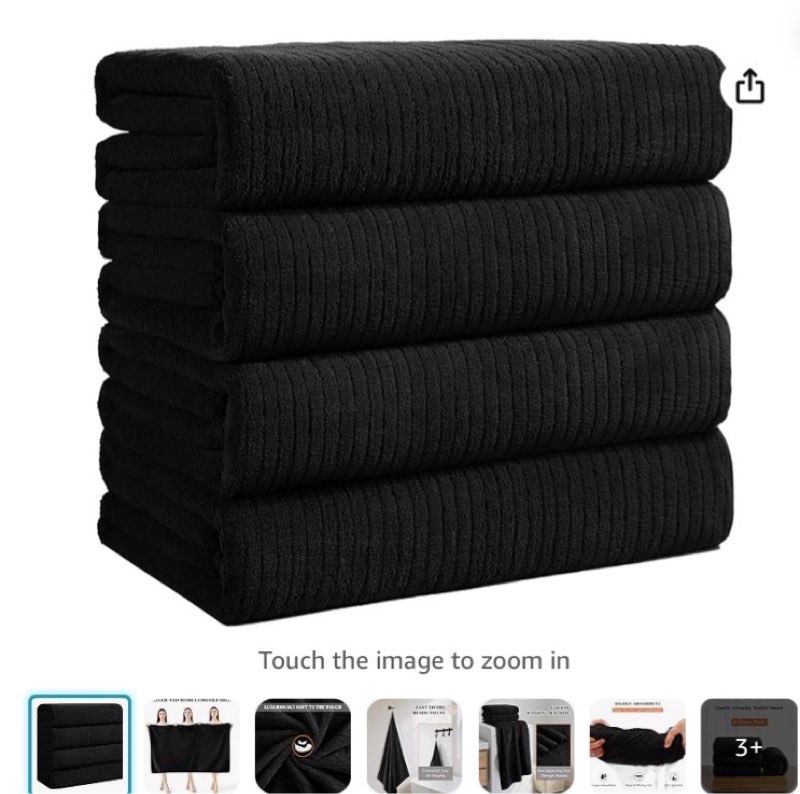bath towels set of 4 extra large 35 x 70 inches,luxury thick high absorbent and quick dry bath sheet,ultra soft microfiber,bathroom,beach,yoga,sport,spa,fitness (black) brand: lunoku