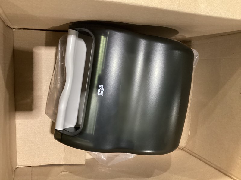 Condition photo showing As Is for tork paper hand towel roll lever dispenser smoke h21, high-capacity, 83tr