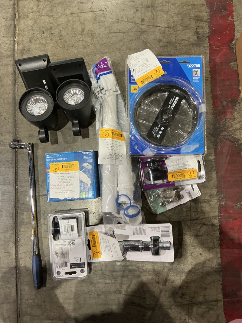 Condition photo showing As Is for assorted home improvement lot (small tools, screw, home accessories, etc.)