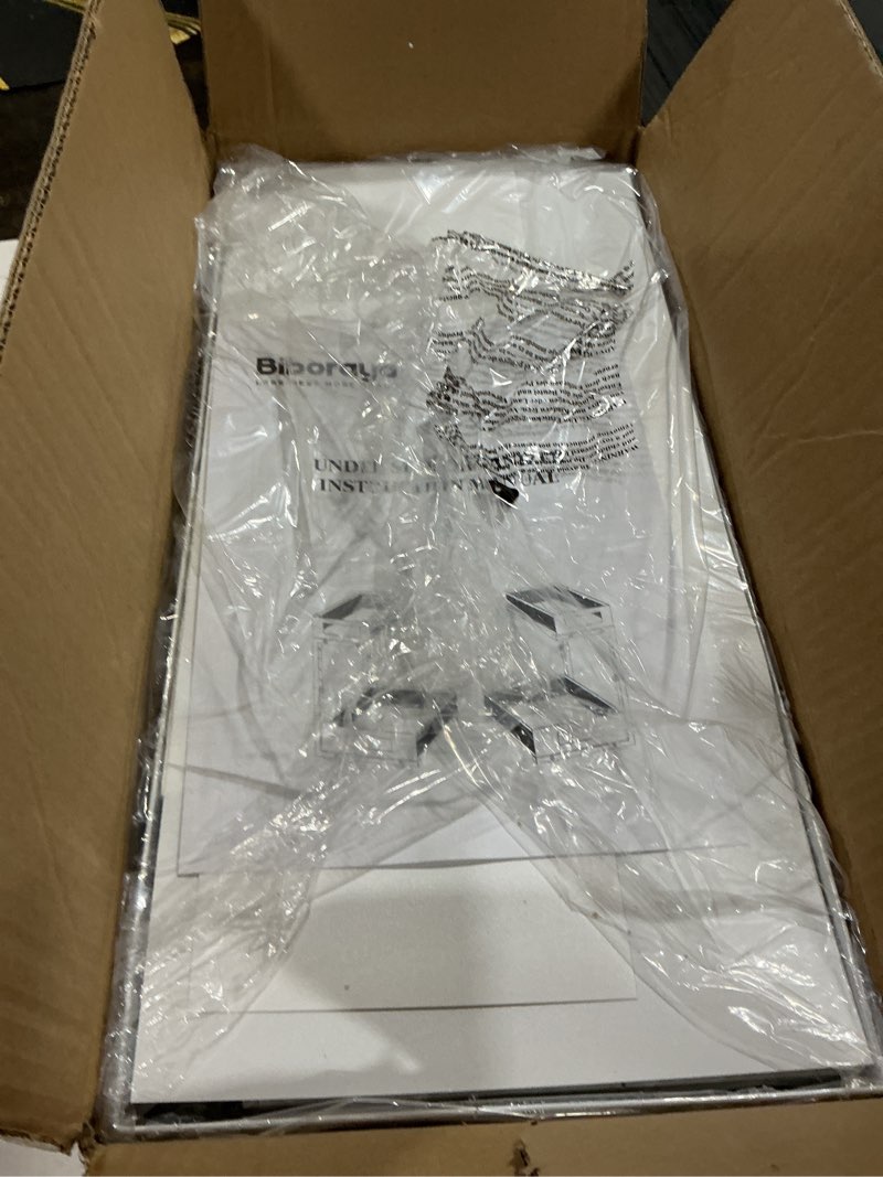 Condition photo showing New/Like New for 1 Pack 20.47IN Depth Under Sink Storage Organizer, Large 2-Tier Elegant Mesh Pull Out Shelf for Kitchen and Bathroom Cabinet Organization, L-Shaped and Adjustable Height Design-White 1 Pack-20.47"Dx11.4"-16.14"H White