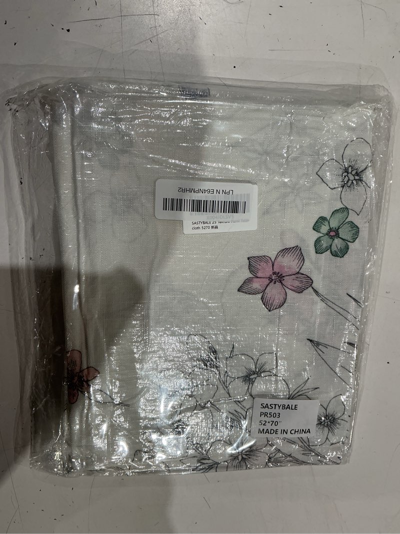 Condition photo showing As Is for sastybale colorful pastoral wildflowers floral tablecloth, 52 x 70 inch rectangle linen textured wrinkle resistant washable waterproof decorative table cover for indoor outdoor home dining colorful 70" x 52" (rectangular)