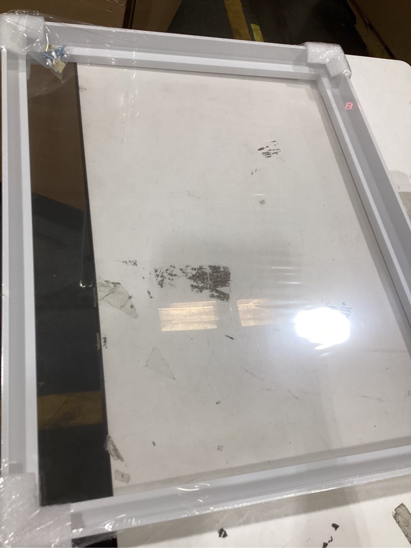 Condition photo showing Good Condition for premium canvas floating frame - 1.25" gallery depth floater frame with faux wood grain ps finish, handcrafted in usa for wall art (white 24x30) white finish oak 24l" x 30w"