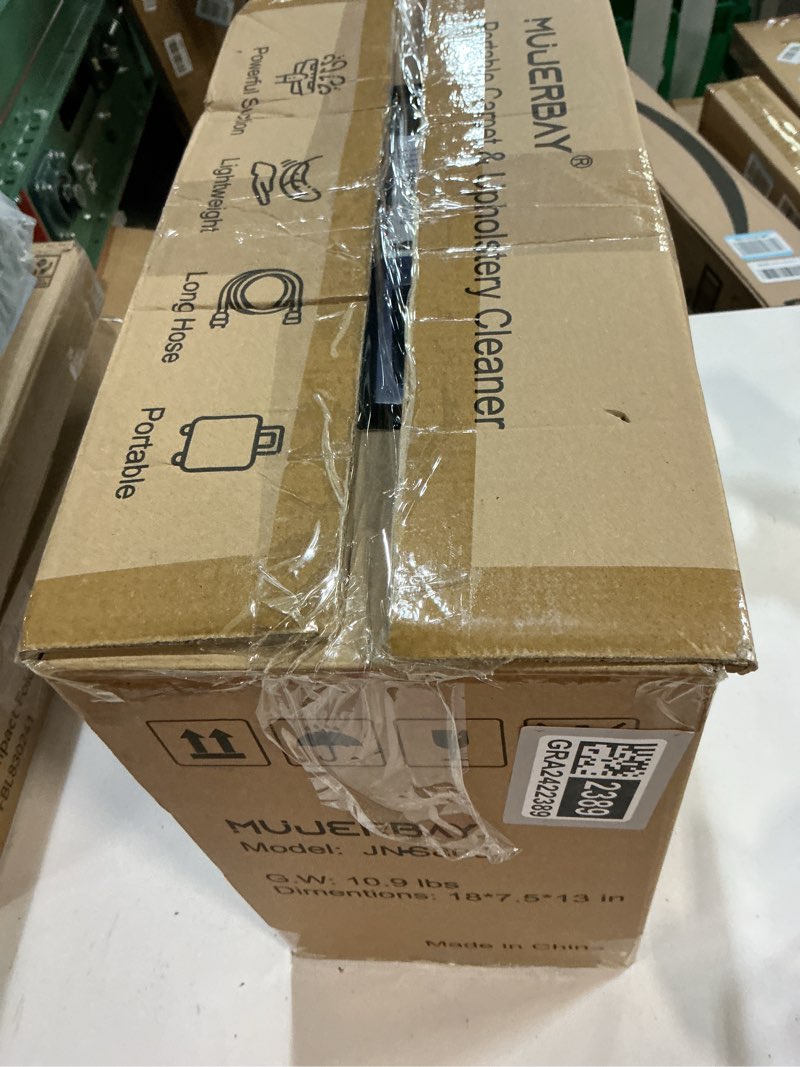 Condition photo showing Good Condition for Upholstery Carpet Cleaner, MUJERBAY 12Kpa Portable Spot & Stain Cleaner Shampooer,Move with Universal Wheels & Handle, 1.18-inch Deep Cleaning Machine for Couch, Stairs, Car and Messes. Green