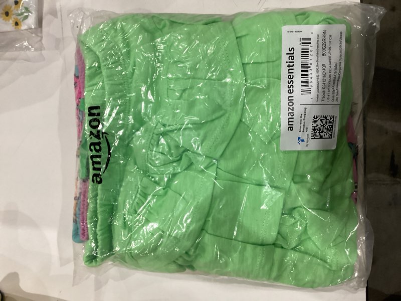 Condition photo showing As Is for Amazon Essentials Girls and Toddlers' Knitted Ruffle Scooter Skirts (Previously Spotted Zebra), Multipacks 3 Blue Donut/Mint Green/Pink Fruit 4T