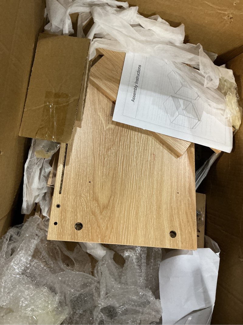 Condition photo showing As Is for Fluted Nightstands Set of 2, Modern Bedside Table with Drawer and Storage Shelf, Wood End Table Mid Century Night Stands for Bedroom Living Room Sofa Couch Office (Oak)