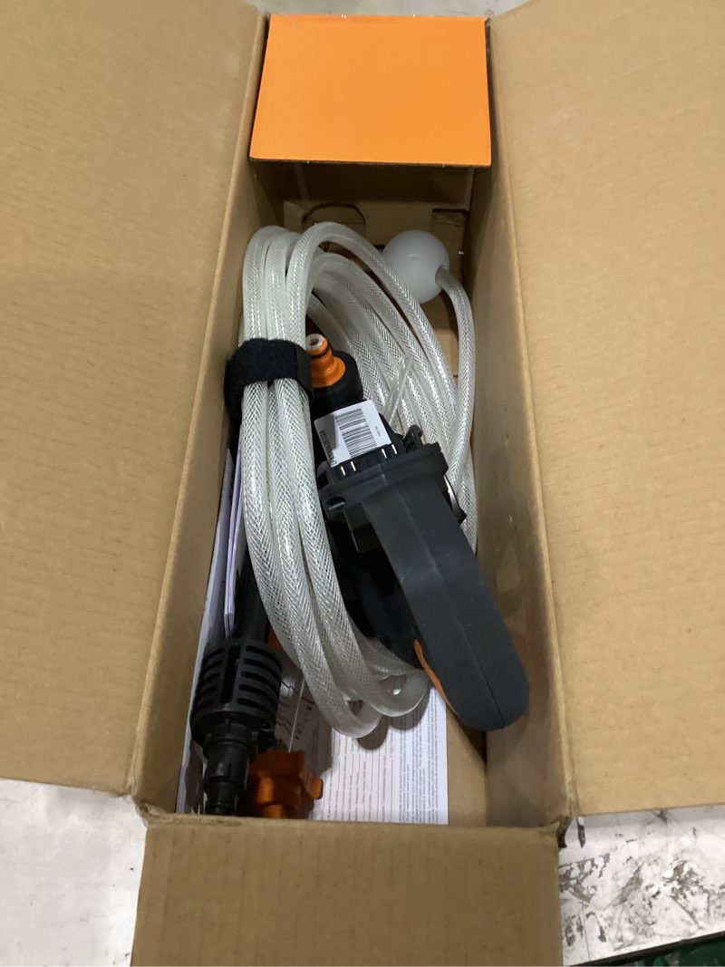Condition photo showing As Is for missing parts no battery  worx nitrohydroshot20v 710psi light-dutyelectric pressure washerwith brushless motor cordless, lightweight, 5-in-1portable power cleaner, power share compatible – battery & charger included