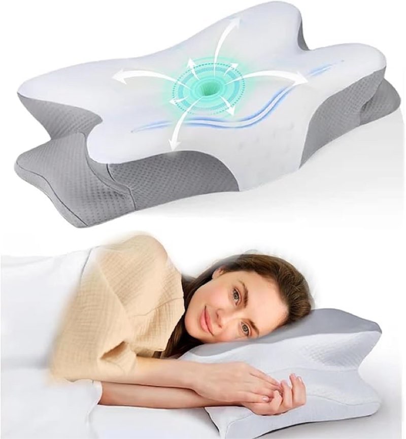 Cervical Pillow for Neck Pain Relief, Ergonomic Contour Memory Foam Neck Pillow Support for Side - S