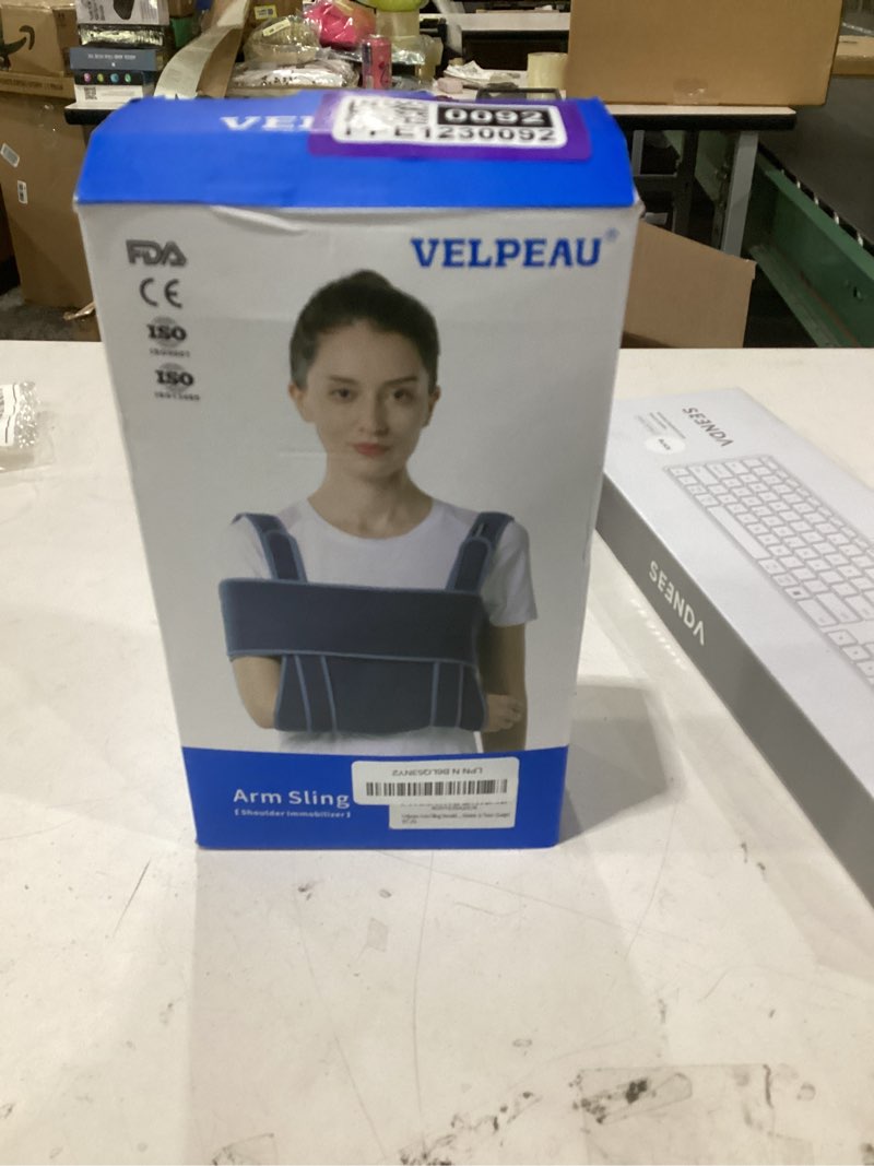Condition photo showing New/Like New for velpeau arm sling for sleep, shoulder immobilizer for women & men - very soft sling for rotator cuff tear, fractured, dislocation, broken, postoperative, fits left & right (blue, l: bust 39.5-51.3?) large (pack of 1) adult size