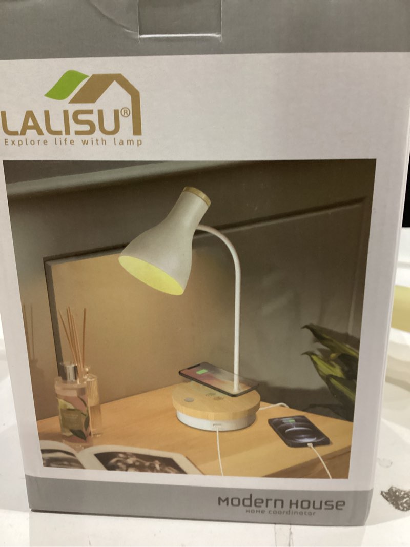 Condition photo showing New/Like New for Metal Desk Lamp Wireless Charging Table Lamp Touch Reading Lights Arc Desk Lamps for Bedroom, 3 Way Dimmable Bedside Lamp with USB Charging Ports Lamp for Study Room and Office (Touch-White)