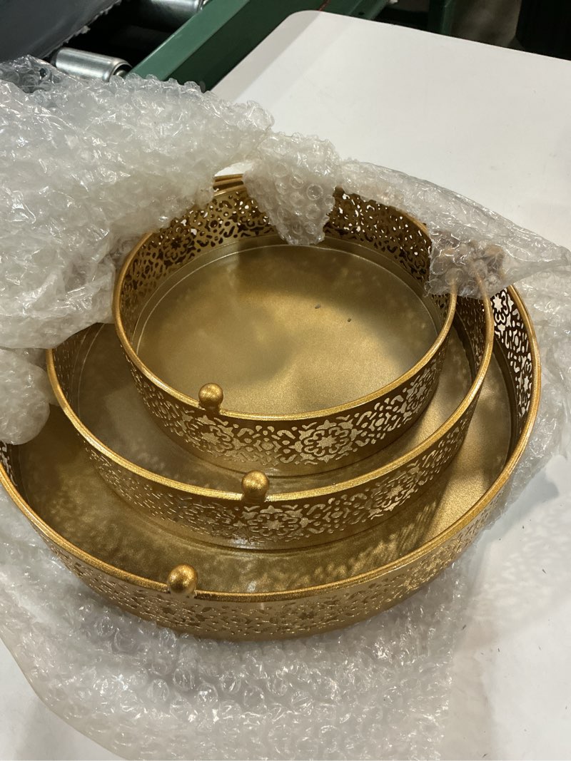 Condition photo showing Good Condition for hedume 3 pack cake stand set, round cake stands, metal dessert cupcake pastry candy display plate for wedding, event, birthday party