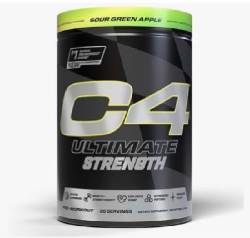 (Best by:12/ 2025) Cellucor C4 Ultimate Strength Pre Workout Powder - Tri-Stim Experience 300mg Caffeine+TeaCrine+Dynam
