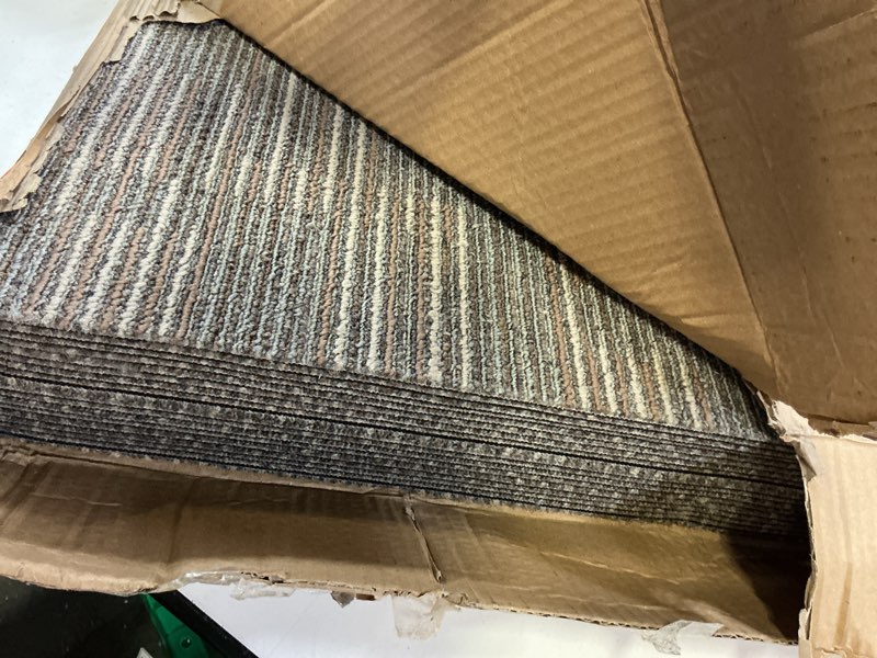 Condition photo showing Good Condition for commercial carpet tiles reusable 24" x 24" squares 18 tiles non slip soft floor carpet for office living room bedroom hotel gym easy diy installation with flexlok tabs (beige)