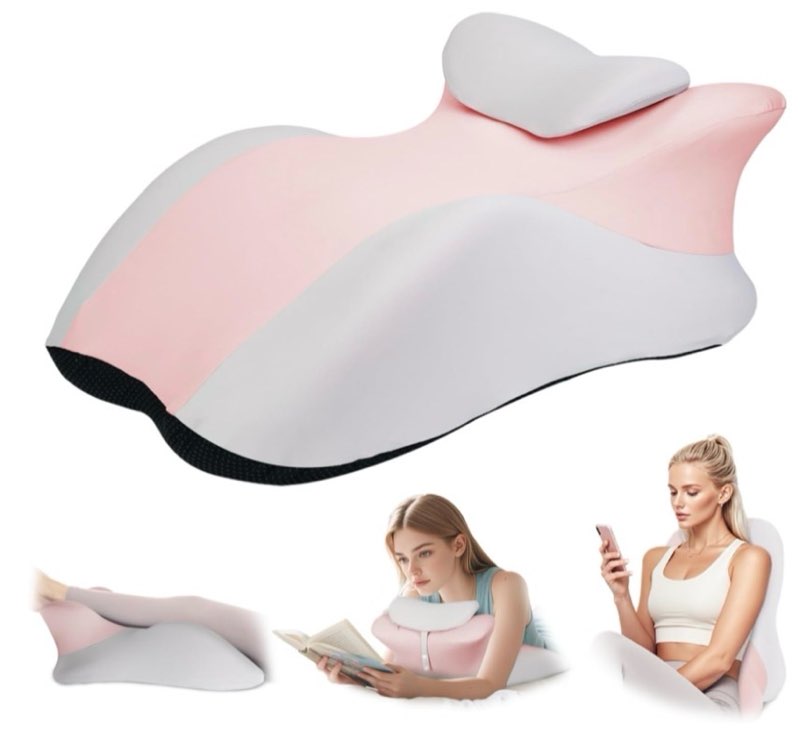 memory foam ergonomic wedge prone pillow, bed pillow for sitting up, back, neck, and leg pain relief