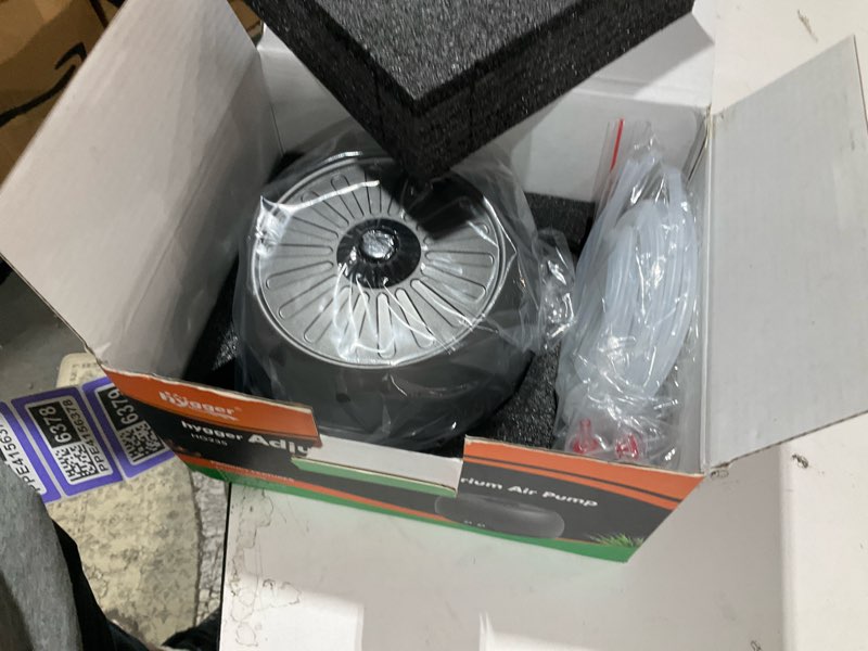 Condition photo showing As Is for hygger quiet aquarium air pump, adjustable oxygen aerator with dual output, 5w/8w low noise air pump with air stone bubbler for aquarium fish tank, hydroponic system