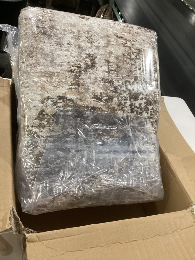 Condition photo showing Good Condition for madane 8x10 area rugs for living room, machine washable vintage natural rug with non-slip backing, soft large throw rug, thin carpet for bedroom dining room farmhouse (8 x 10, beige/brown) beige/brown 8' x 10' (rectangular), not exact, similar to stock photo