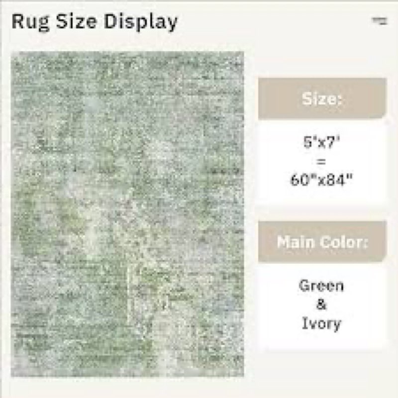 abstract rug 5x7 machine washable area indoor green low pile non-slip foldable thin accent rugs for bedroom living room dining room