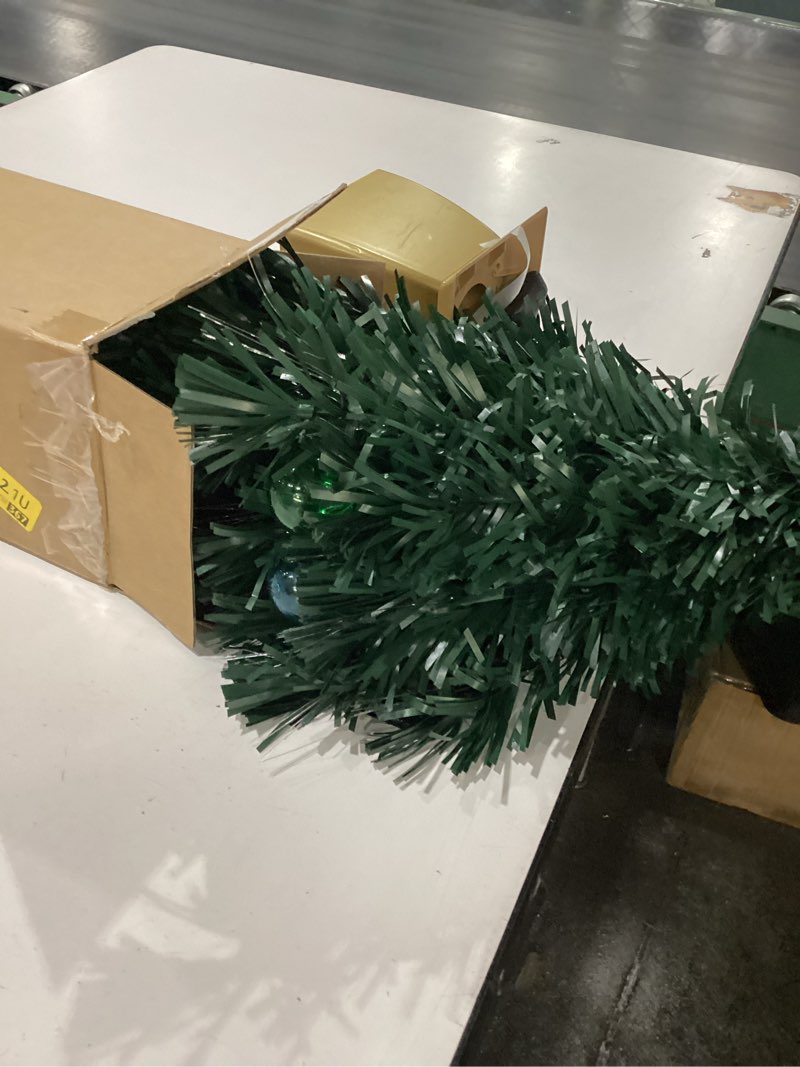 Condition photo showing Good Condition for 3ft Green Fiber Optic Christmas Tree,Prelit Artificial Tabletop mini Christmas Tree,Star,Butterfly and Ball Ornaments for Best Holiday Home Decorations