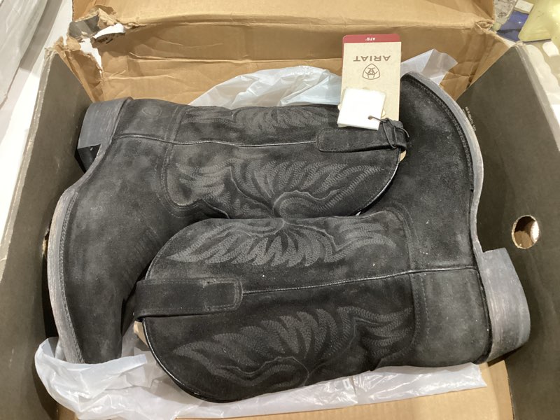 Condition photo showing As Is for Western Circuit High Stepper Boots for Men by Ariat Distressed Black Suede 8