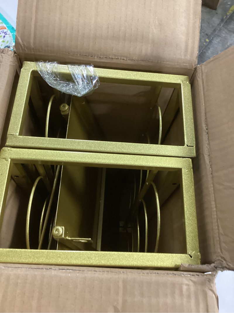 Condition photo showing Good Condition for Metal Wall Mounted Wine Rack, Hanging Floating Bottle Holder with Glass Rack, Wall Display Storage Shelf for Home Bar, Dining Room, Kitchen, Gold 25.4 in Gold