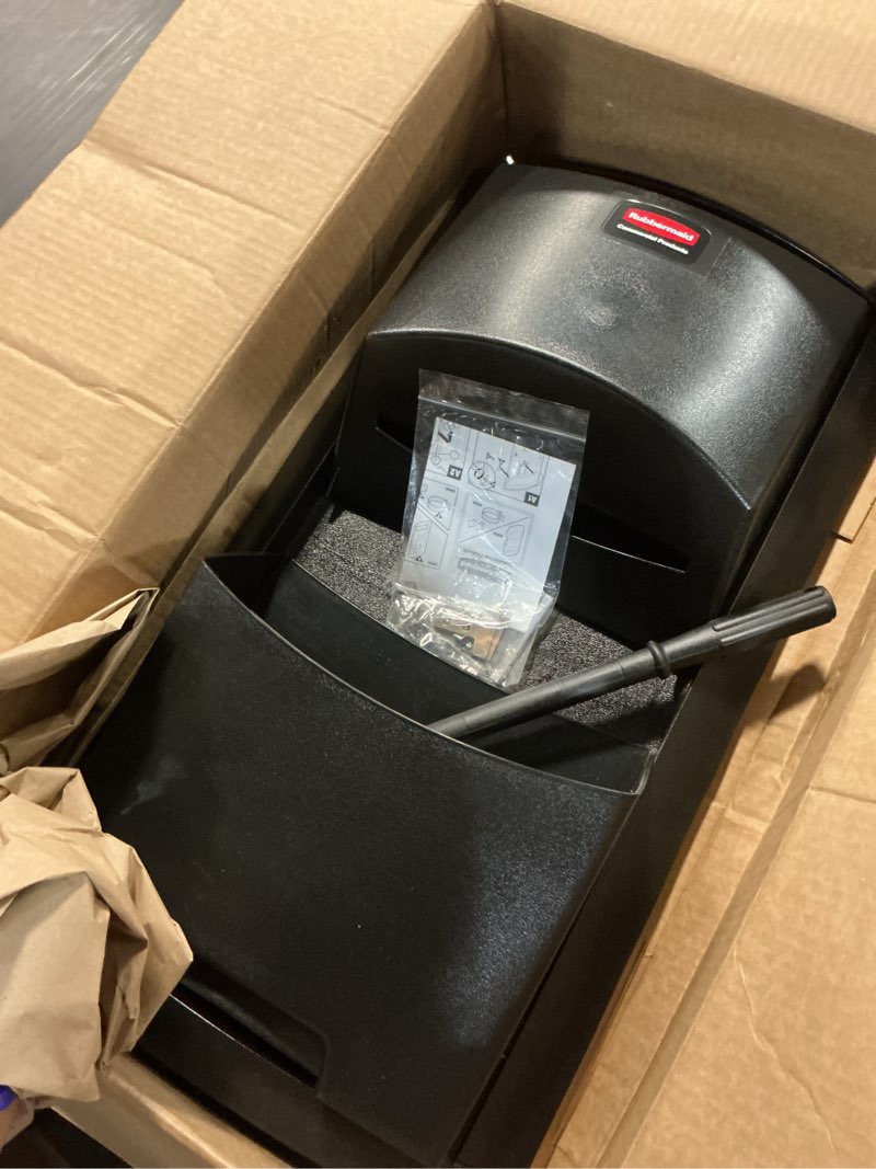 Condition photo showing As Is for rubbermaid commercial products window wash kit for landmark series store front containers, black, outdoor for gas station/convenience store/store front
