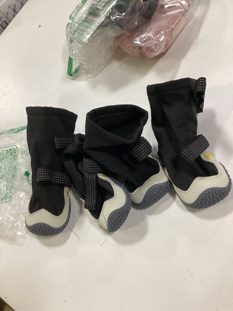 Condition photo showing Good Condition for Dog Shoes for Large Small Medium Dogs, Dog Snow Boots Winter, Dog Booties and Paw Protectors to Prevent Licking, Anti-Slip Dog Shoes with Reflective for Hot Pavement, Hardwood Floors, Hiking (Size 6) Thin wool-Black Size 6 (For Width 2.4"-2.6")