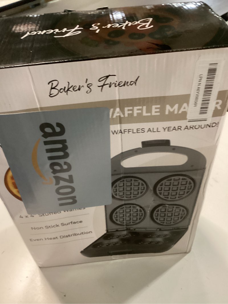 Condition photo showing New/Like New for Baker's Friend Multi Stuffed Waffle Maker Thick, 4-Slice with 1.2'' Thick & 4'' Dia, Belgian Mini Waffle Maker Flip, Nonstick Breakfast Sandwich Maker, Stuffed Waffle Iron, Graphite Multi Stuffed Waffle Maker (Graphite)