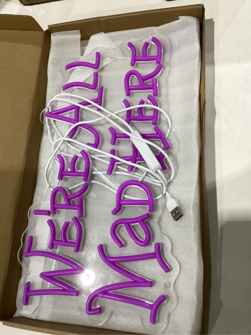 Condition photo showing Good Condition for used alice in wonderland party decorations neon sign, mad hatter tea party neon lights for dimmable led lights, for bedroom bar home dorm birthday gifts we're all mad here