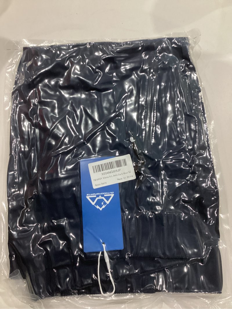 Condition photo showing New/Like New for TBMPOY Mens 9 Inch Hiking Cargo Shorts Quick Dry Lightweight Athletic Work Outdoor Sports Short 4 Zip Pockets Dark Blue 34