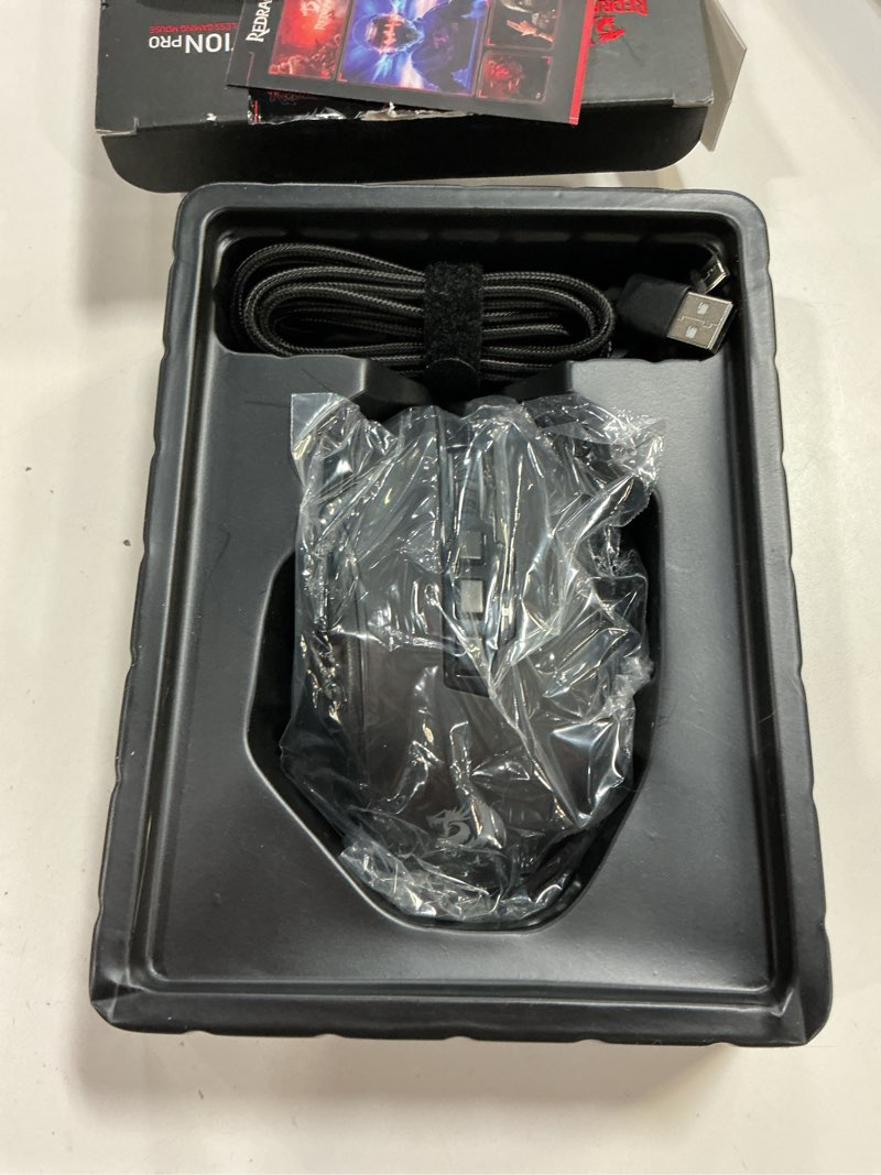 Condition photo showing Good Condition for redragon wireless gaming mouse, mmo gaming mouse up 16,000 dpi, 16 macro programmable buttons, rgb rechargeable with 12 side buttons, 70hrs for pc laptop moba fps, m901p-ks black