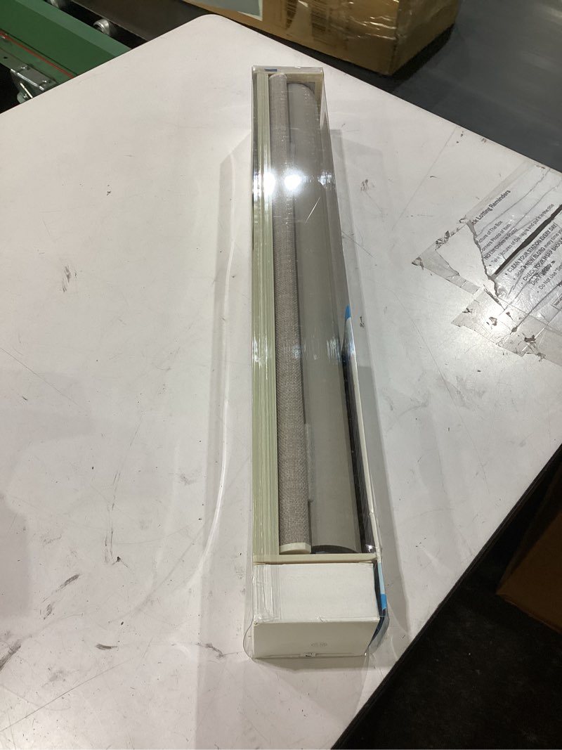 Condition photo showing New/Like New for cordless blackout shades for door bay windows free-stop uv protection 100% black out linen roller shades blinds for indoor bedroom bathroom living dining room, greyish beige burlywood birch w23xh72 burlywood birch 23"w x 72"h
