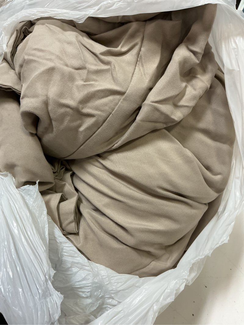 Condition photo showing As Is for Litanika Oatmeal Comforter King Size, 3 Pieces Lightweight Solid Bedding Comforter Set, All Season Fluffy Bed Set Wheat King