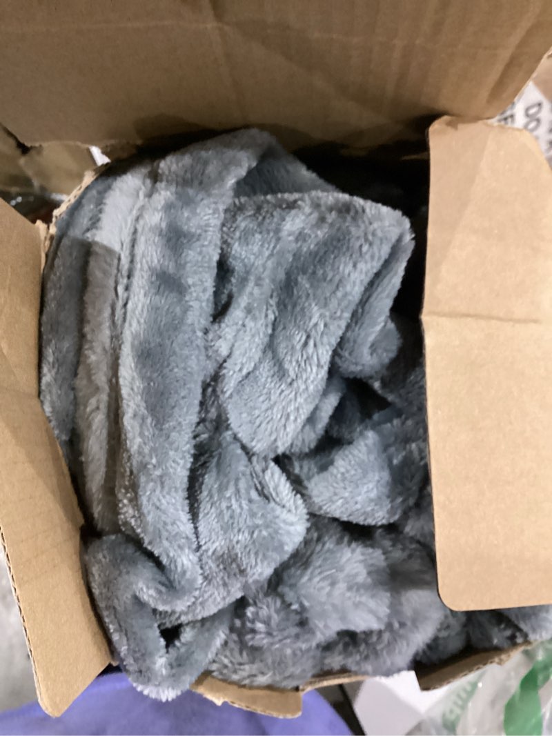 Condition photo showing As Is for bedsure gentlesoft fleece blanket twin size grey - 300gsm lightweight plush fuzzy cozy soft warm blanket for bed, sofa, couch, travel, camping, 60x80 inches grey twin (60" x 80")