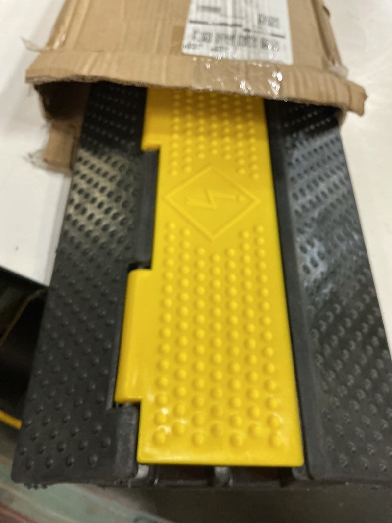 Condition photo showing New/Like New for rubber cable ramp cord cover cable protector ramps wire hose protective 2 channel 22000lbs load capacity traffic speed bump for asphalt concrete gravel driveway indoor outdoor, 1 pack 2 channel-1 pack
