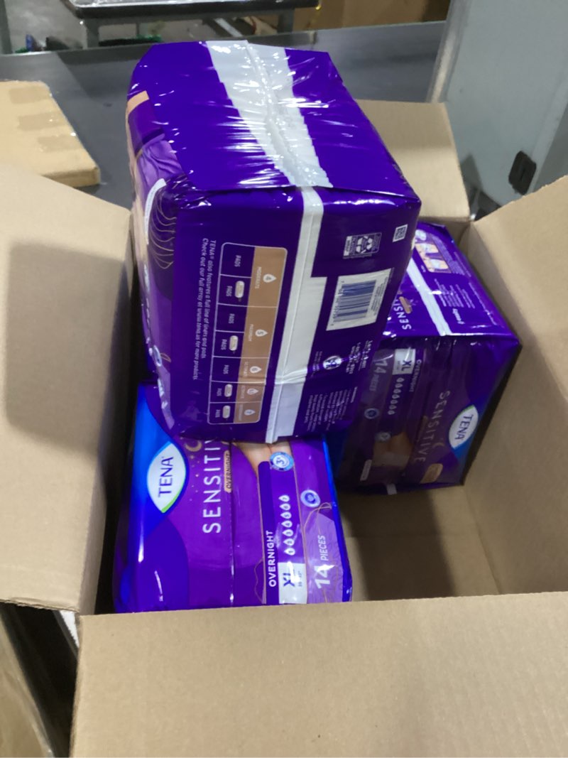 Condition photo showing Good Condition for TENA Sensitive Care Overnight Incontinence Underwear for Women, Bladder Control, Postpartum, XL, 14 Count (Waist size 39in-52in) X-Large 14 4Pack